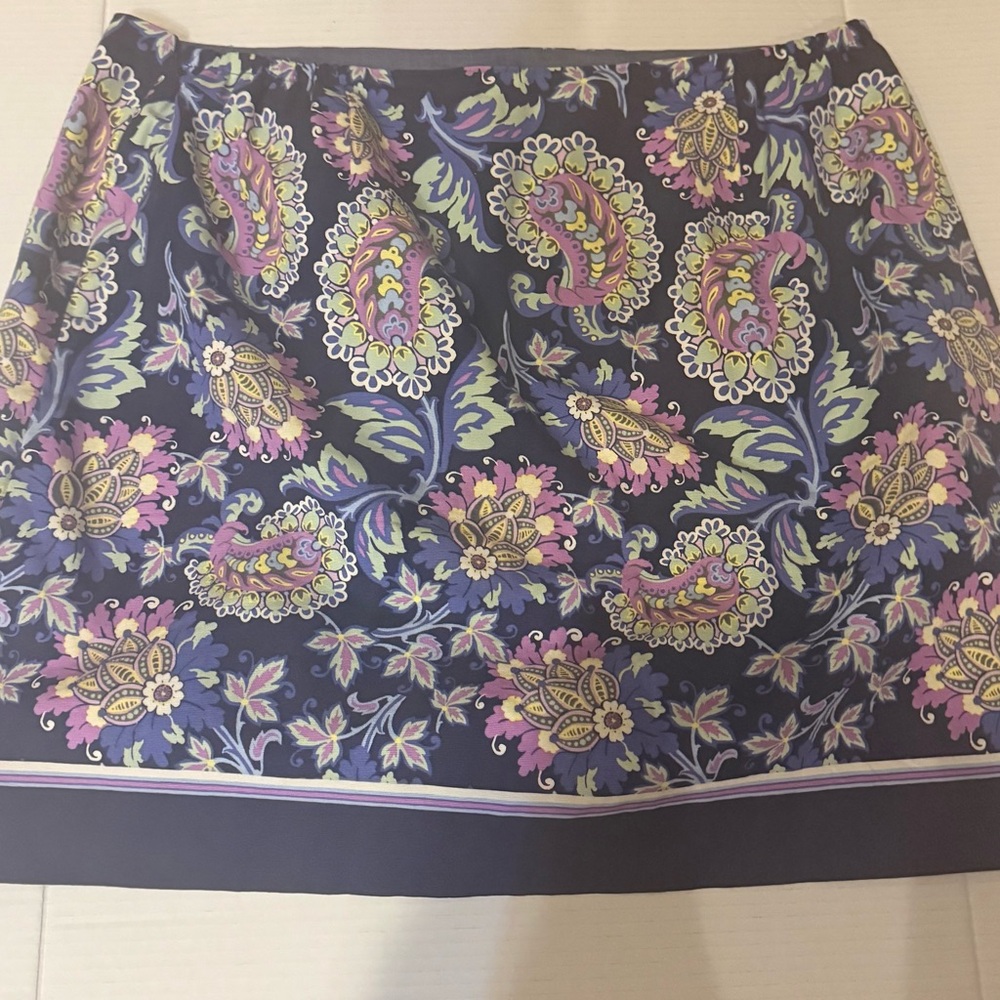 Talbots Floral paisley canvas A-Line skirt sz 18WP plus petite side zip lined